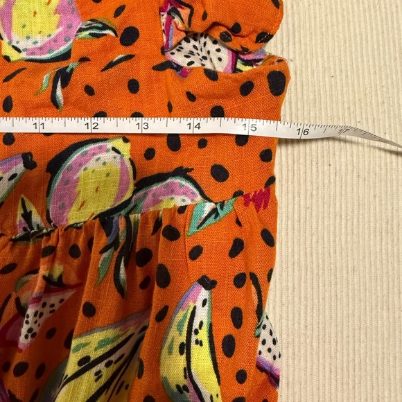 Kourt Linen Vibrant Orange Tiered Mini Sundress with Flutter Sleeves - Picture 7 of 8